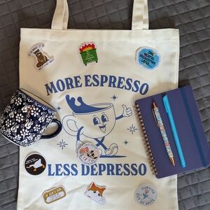 Cute Dark Humor Tote With Matching Journal & Accessories
